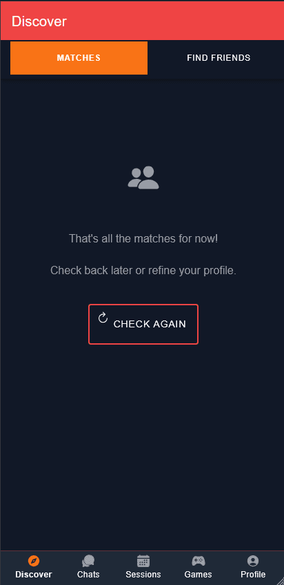 Discover - match feed